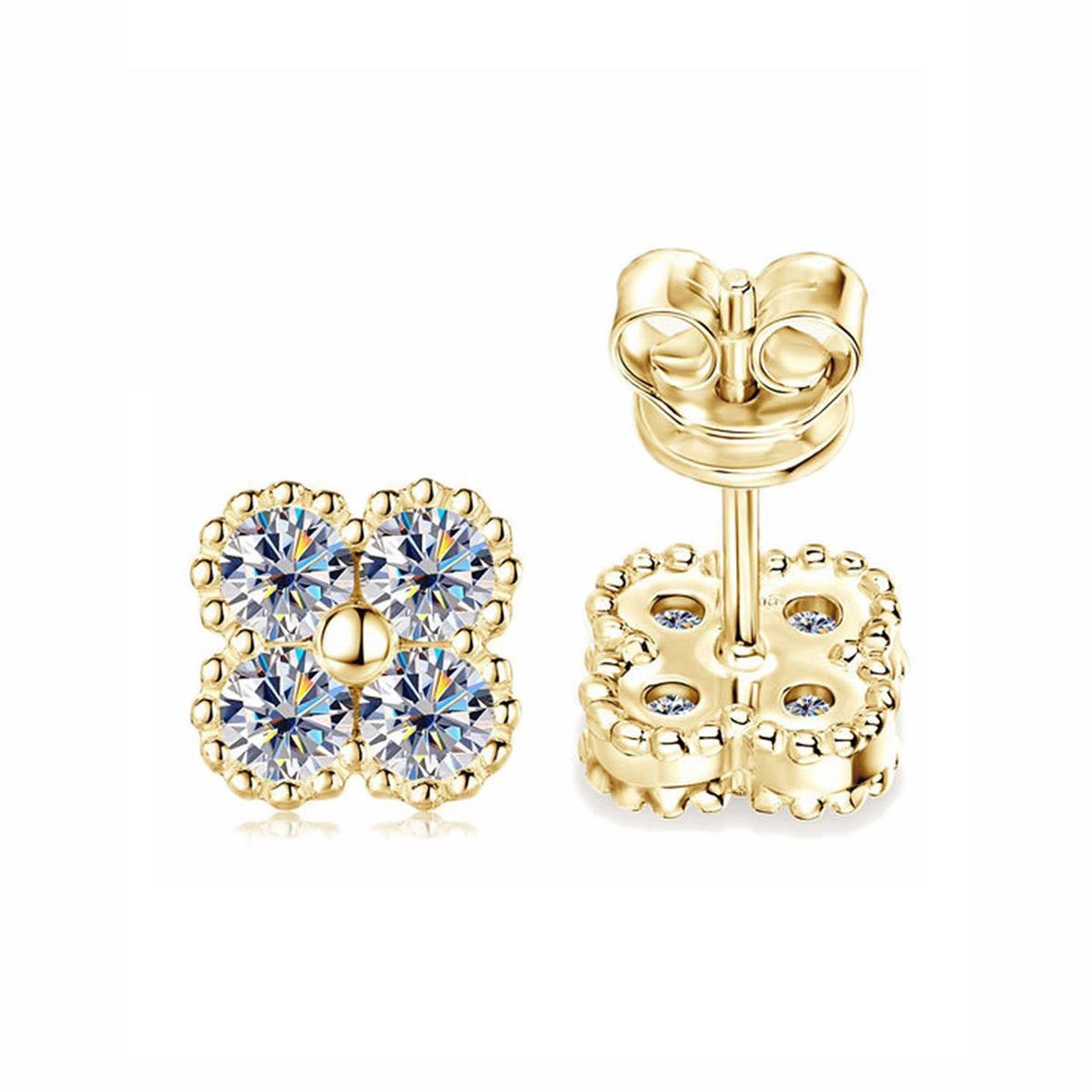 Minimalist Clover Moissanite Stud Earrings - Sparkling S925 Sterling Silver Niche Design