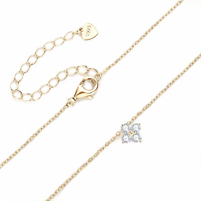 S925 Sterling Silver Four-Leaf Clover Pendant Necklace for Women Sparkly Moissanite Stone