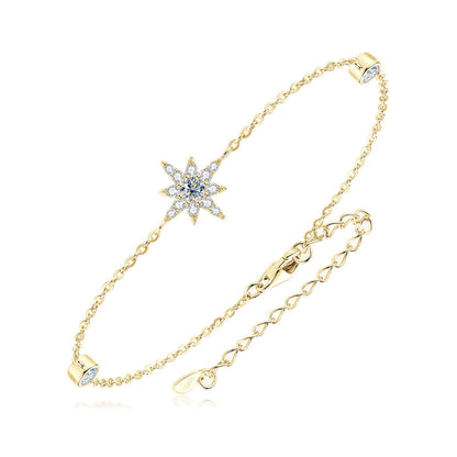 Elegant Eight-Pointed Star Moissanite Bracelet