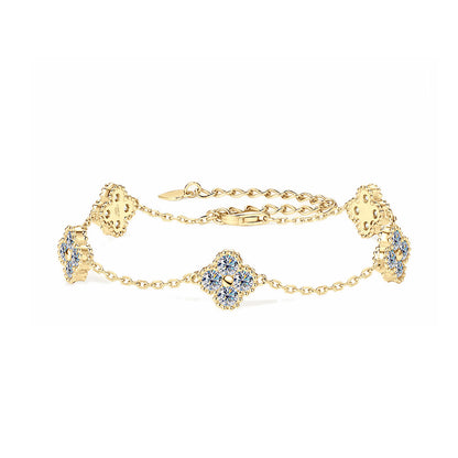 Elegant Four-Leaf Clover Moissanite Bracelet - S925 Sterling Silver Niche Design Fine Jewelry