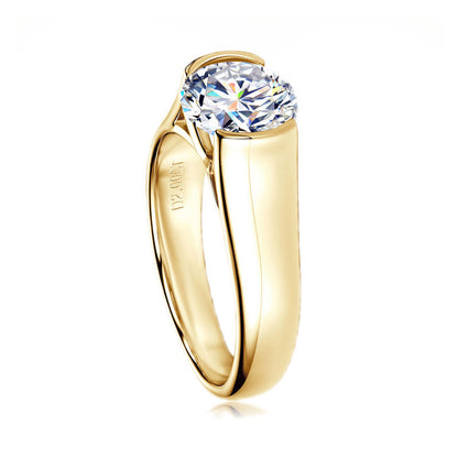 Half-Bezel Moissanite Solitaire Ring in 925 Sterling Silver