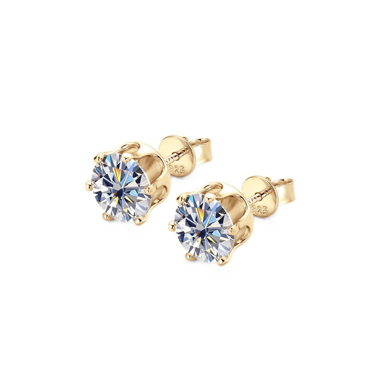 Minimalist 6-Prong Moissanite Studs - Sleek S925 Silver Everyday Fine Jewelry
