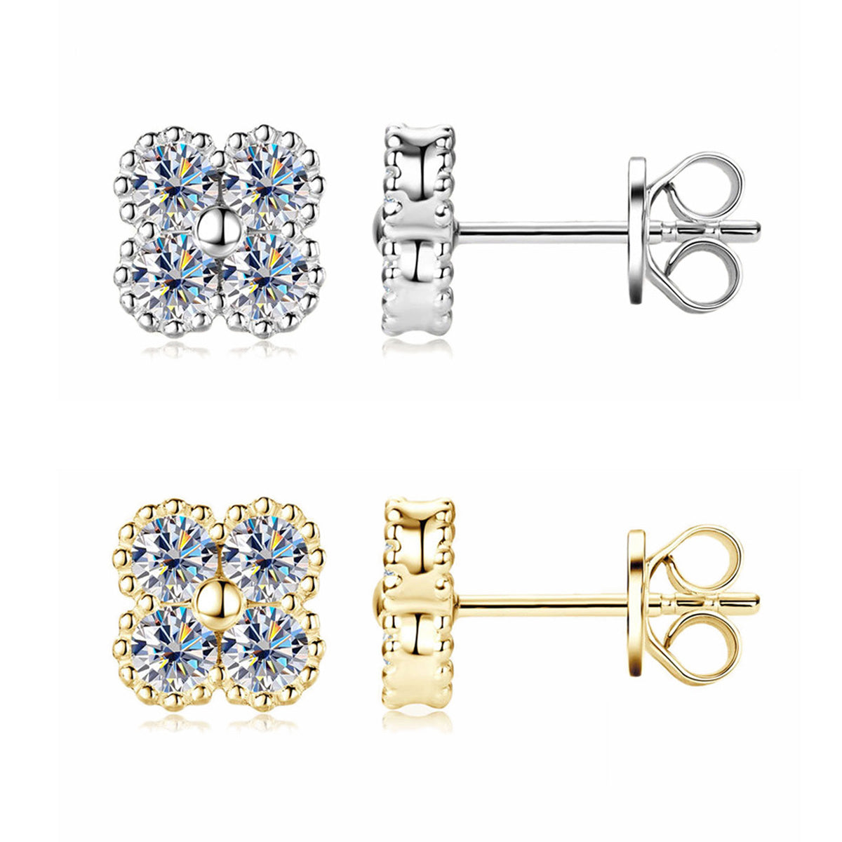 Minimalist Clover Moissanite Stud Earrings - Sparkling S925 Sterling Silver Niche Design
