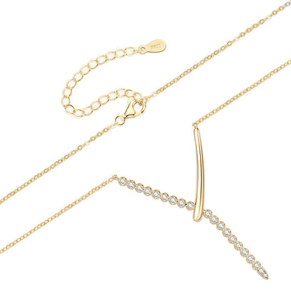AMOUVA Geometric Moissanite Lariat Necklace