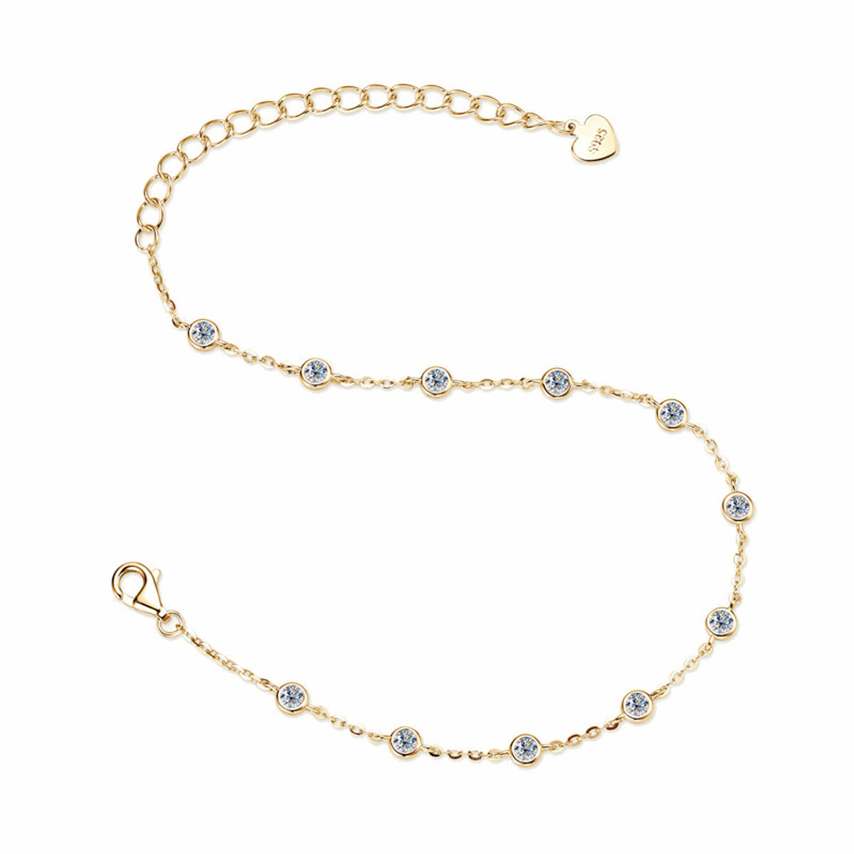 Classic Bezel-Set Moissanite Bracelet - S925 Sterling Silver Minimalist Jewelry