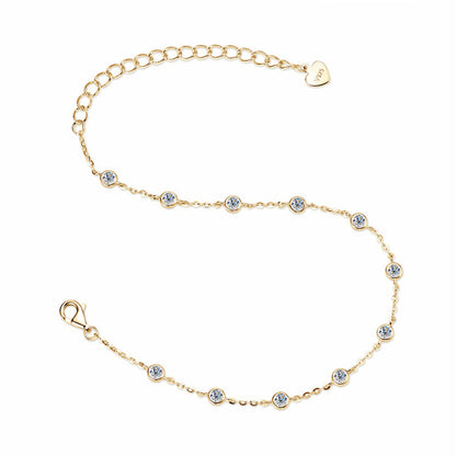Classic Bezel-Set Moissanite Bracelet - S925 Sterling Silver Minimalist Jewelry