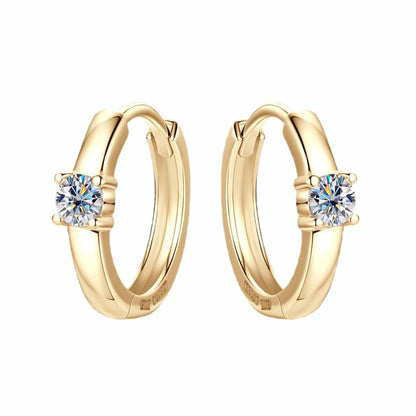 10K Solid Gold Hoop Earrings Moissanite Huggie Earrings For Daily Rituals | GRA Certified