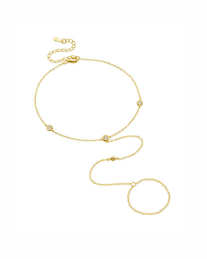 Chic Boho Beach S925 Sterling Silver Minimalist Gold Bead & Zircon Toe Anklet Chain