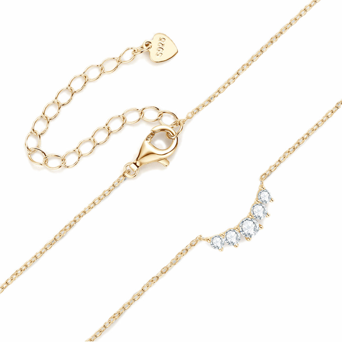 Artisan Smile Moissanite Necklace - S925 Sterling Silver Dainty Collarbone Chain Niche Design for Women