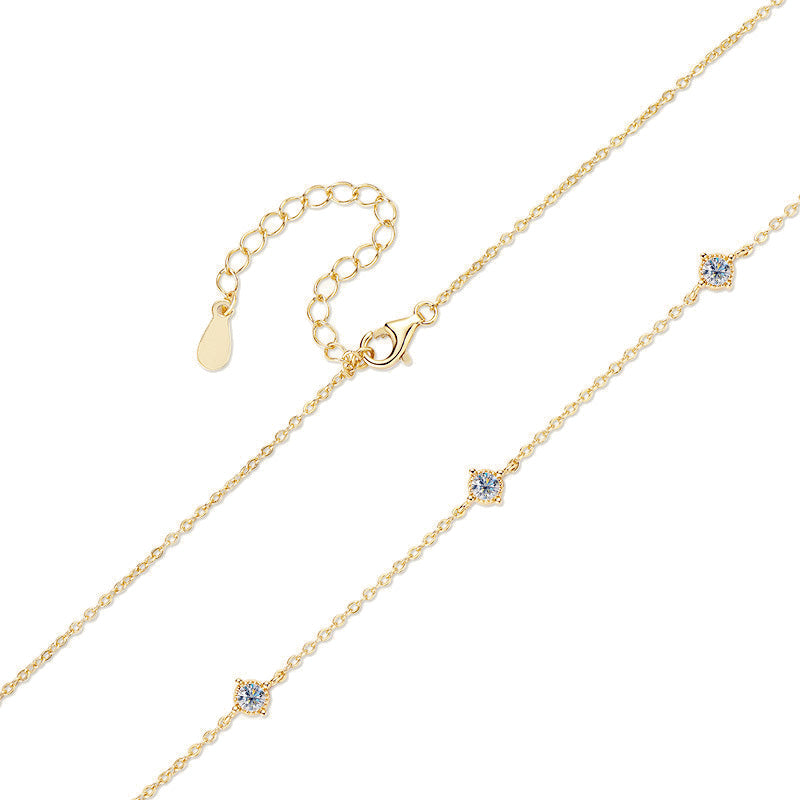 AMOUVA Station Moissanite Necklace in Sterling Silver