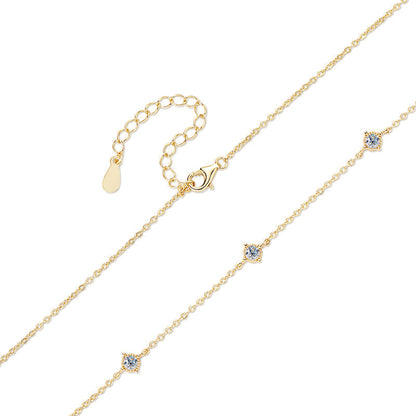 AMOUVA Station Moissanite Necklace in Sterling Silver