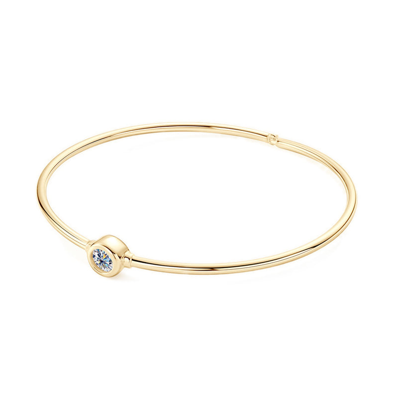Minimalist Bezel-Set Moissanite Silver Bangle