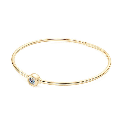 Minimalist Bezel-Set Moissanite Silver Bangle
