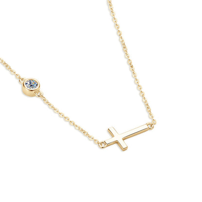 Sideways Cross Moissanite Necklace
