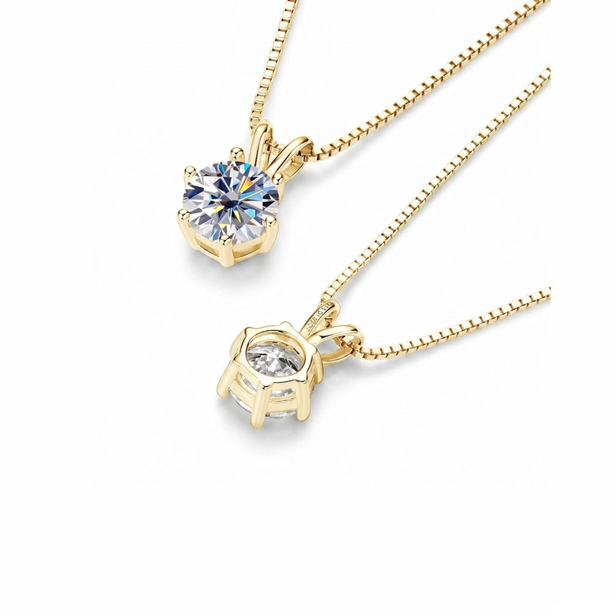 Classic Six-Prong Moissanite Solitaire Necklace - S925 Sterling Silver Brilliant Cut Pendant for Women