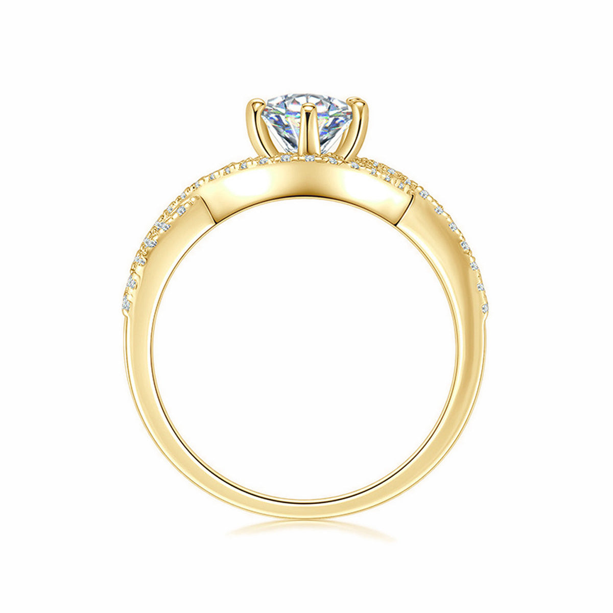 Classic 1-Carat Six-Prong Moissanite Engagement Ring - S925 Sterling Silver Twisted Band for Women