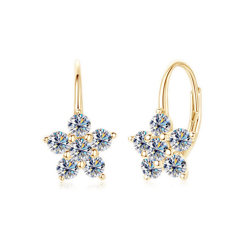Sparkling Snow Leverback Silver Earrings