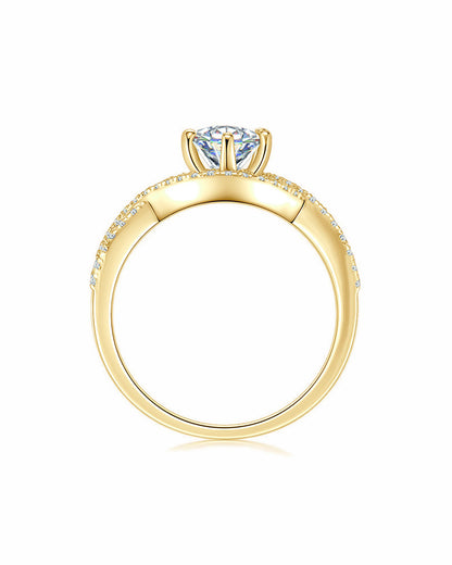 Classic 1-Carat Six-Prong Moissanite Engagement Ring - S925 Sterling Silver Twisted Band for Women