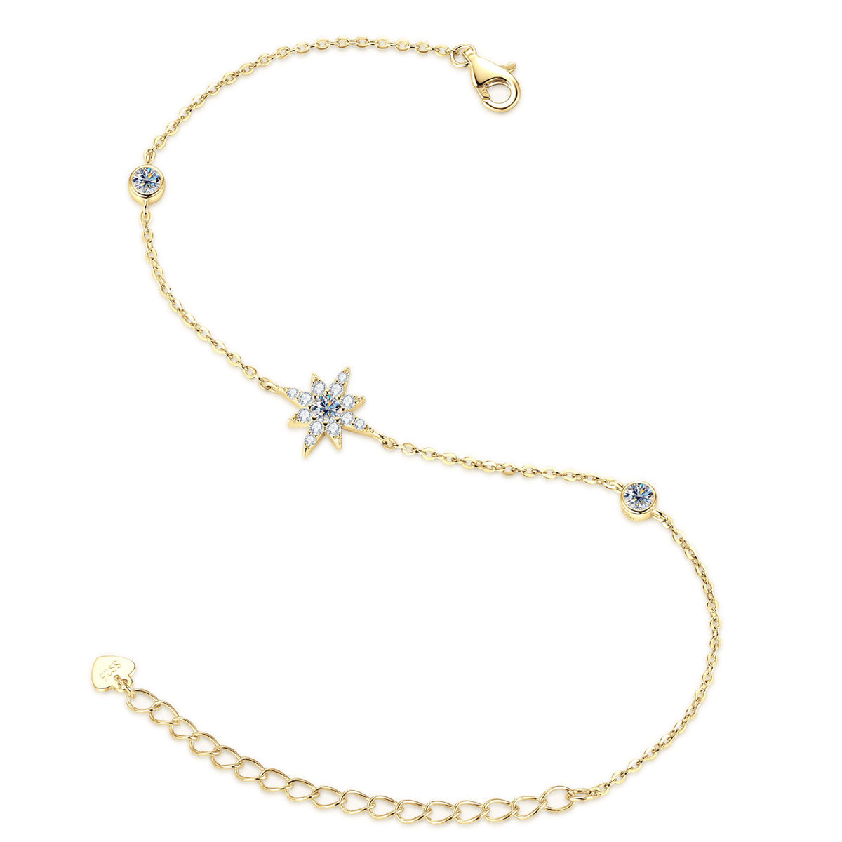 Elegant Eight-Pointed Star Moissanite Bracelet