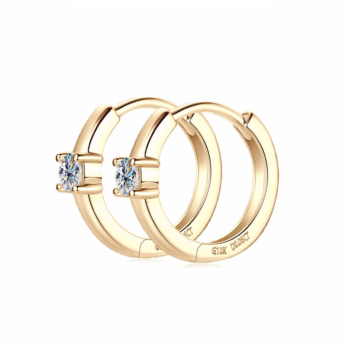10K Solid Gold Hoop Earrings Moissanite Huggie Earrings For Daily Rituals | GRA Certified