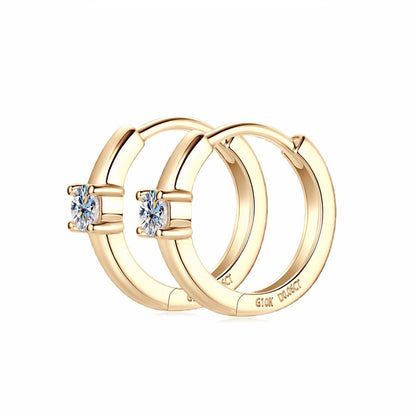 10K Solid Gold Hoop Earrings Moissanite Huggie Earrings For Daily Rituals | GRA Certified
