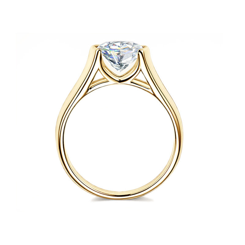 Half-Bezel Moissanite Solitaire Ring in 925 Sterling Silver