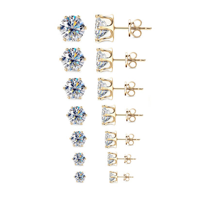Minimalist 6-Prong Moissanite Studs - Sleek S925 Silver Everyday Fine Jewelry