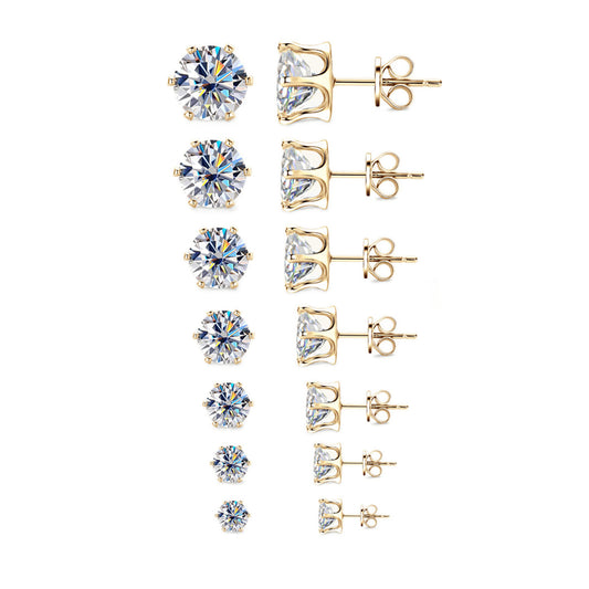 Minimalist 6-Prong Moissanite Studs - Sleek S925 Silver Everyday Fine Jewelry