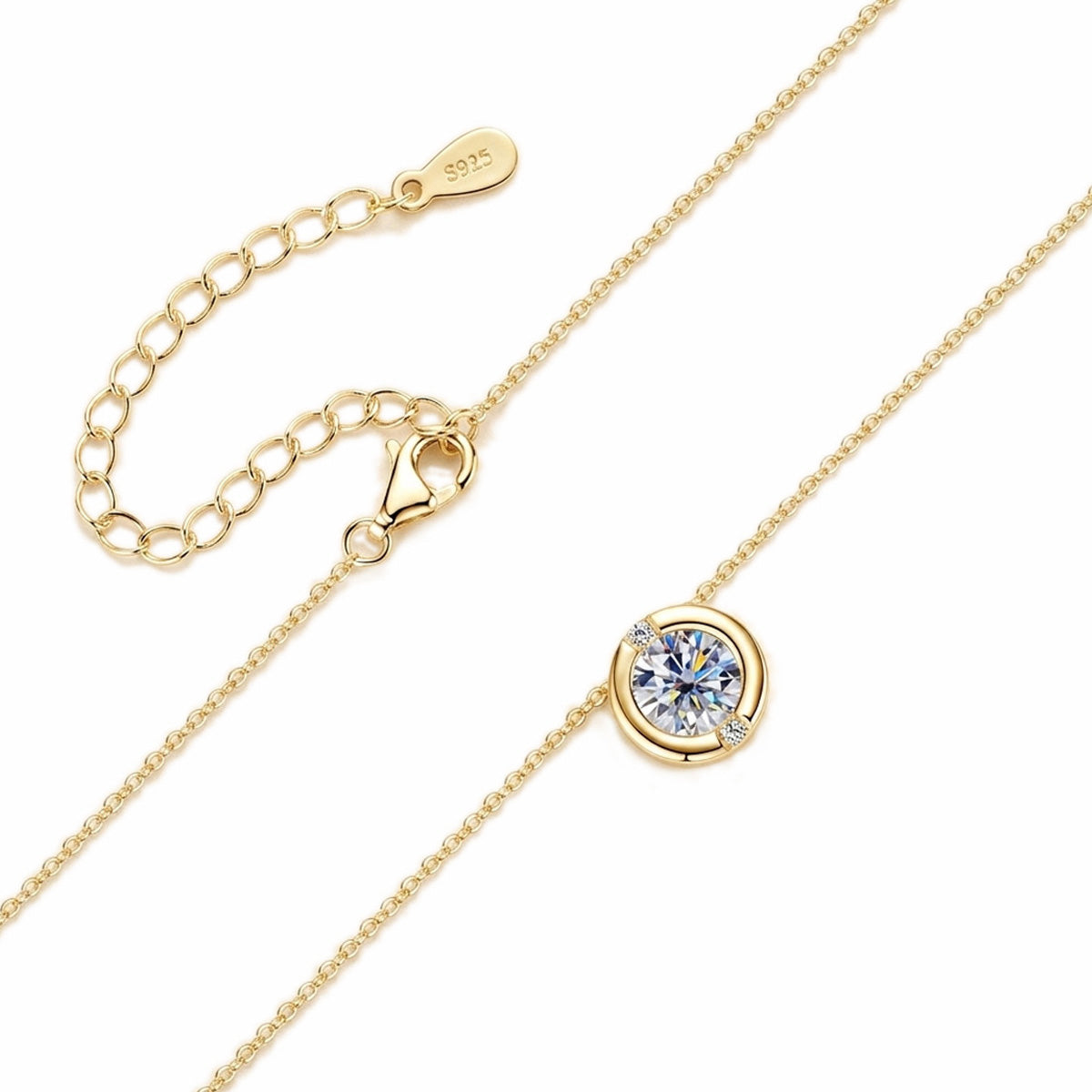 French Bubble Moissanite Necklace - S925 Sterling Silver Sparkling Solitaire Pendant