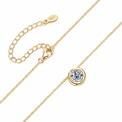 French Bubble Moissanite Necklace - S925 Sterling Silver Sparkling Solitaire Pendant