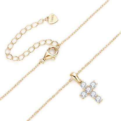 Moissanite Cross Pendant Silver Necklace D VVS1