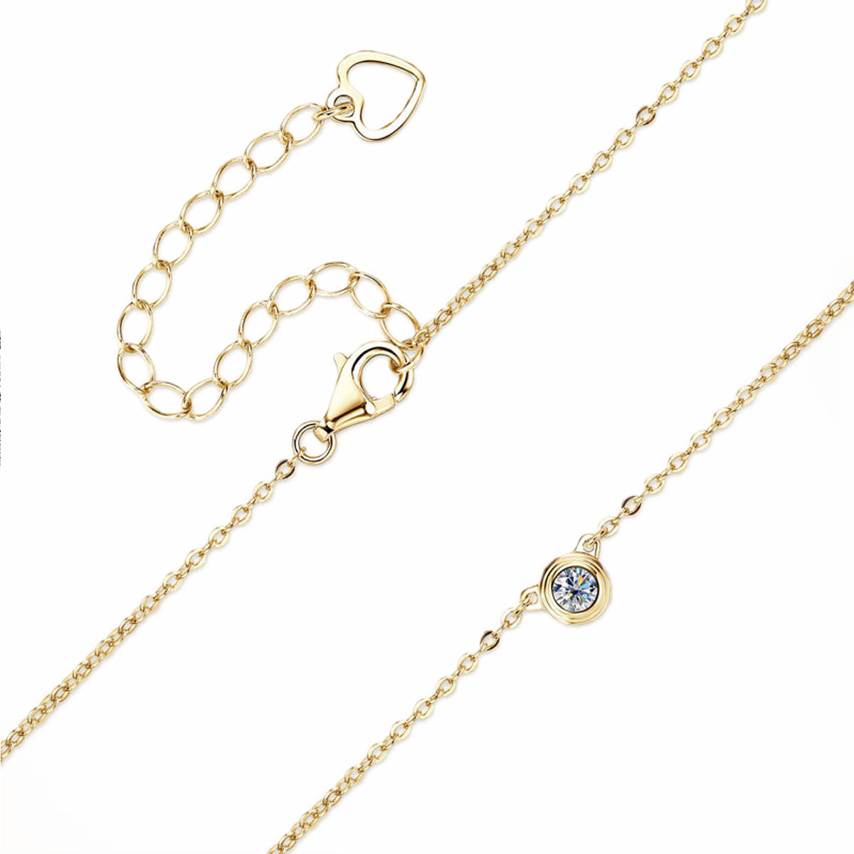 Timeless Round Solitaire Moissanite Necklace - S925 Sterling Silver Minimalist Daily Essential Fine Jewelry