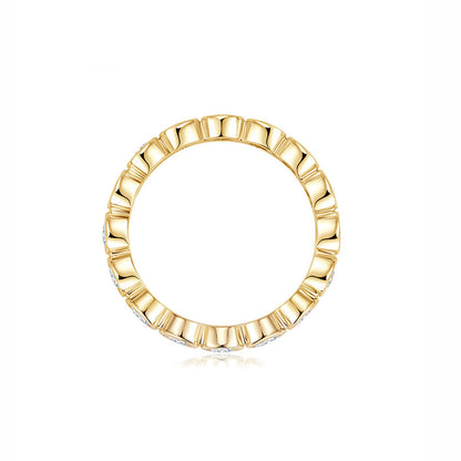 Minimalist Bubble Stackable Band Bezel Sterling Silver Ring | Hand-set Moissanite