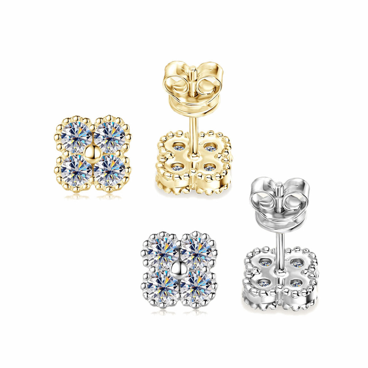 Minimalist Clover Moissanite Stud Earrings - Sparkling S925 Sterling Silver Niche Design