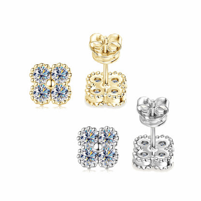 Minimalist Clover Moissanite Stud Earrings - Sparkling S925 Sterling Silver Niche Design