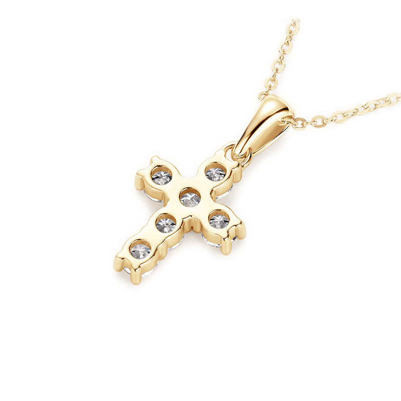 Moissanite Cross Pendant Silver Necklace D VVS1