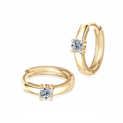 10K Solid Gold Hoop Earrings Moissanite Huggie Earrings For Daily Rituals | GRA Certified