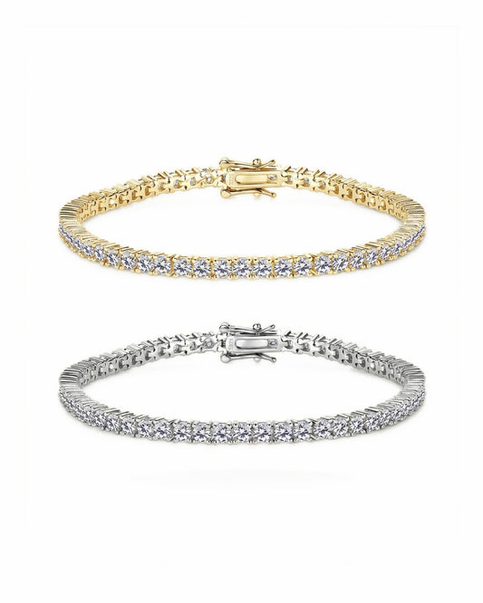 Minimalist Moissanite Station Tennis Chain Bracelet - S925 Sterling Silver Fine Jewelry