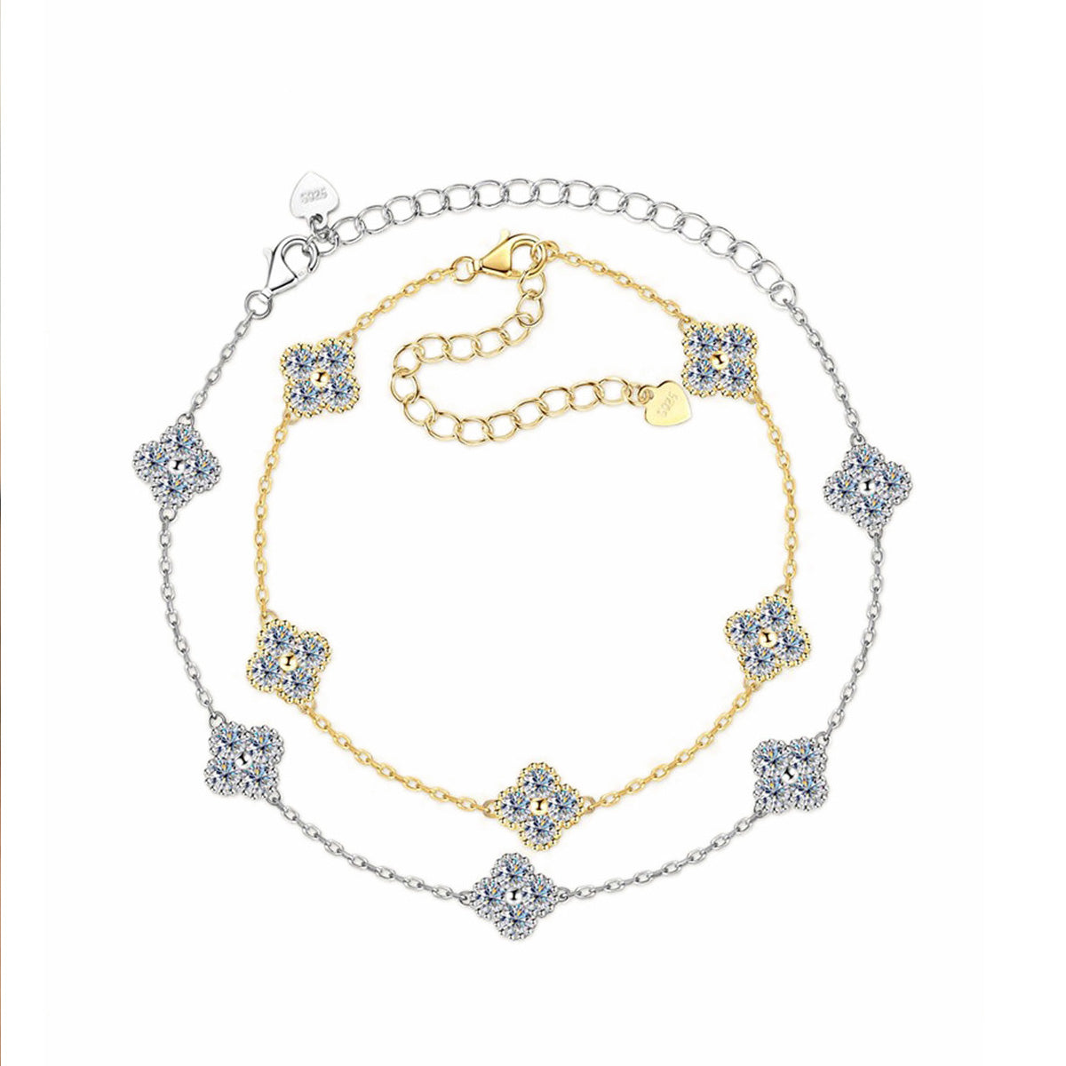 Elegant Four-Leaf Clover Moissanite Bracelet - S925 Sterling Silver Niche Design Fine Jewelry