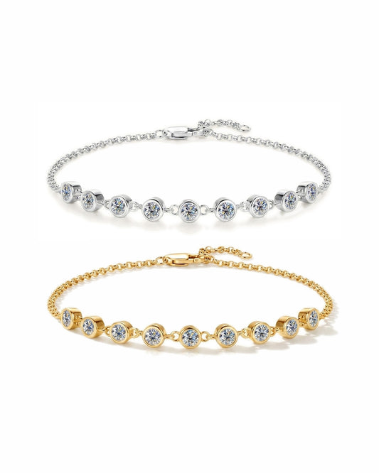 Elegant Bezel-Set Moissanite Station Bracelet - S925 Sterling Silver Quiet Luxury Fine Jewelry