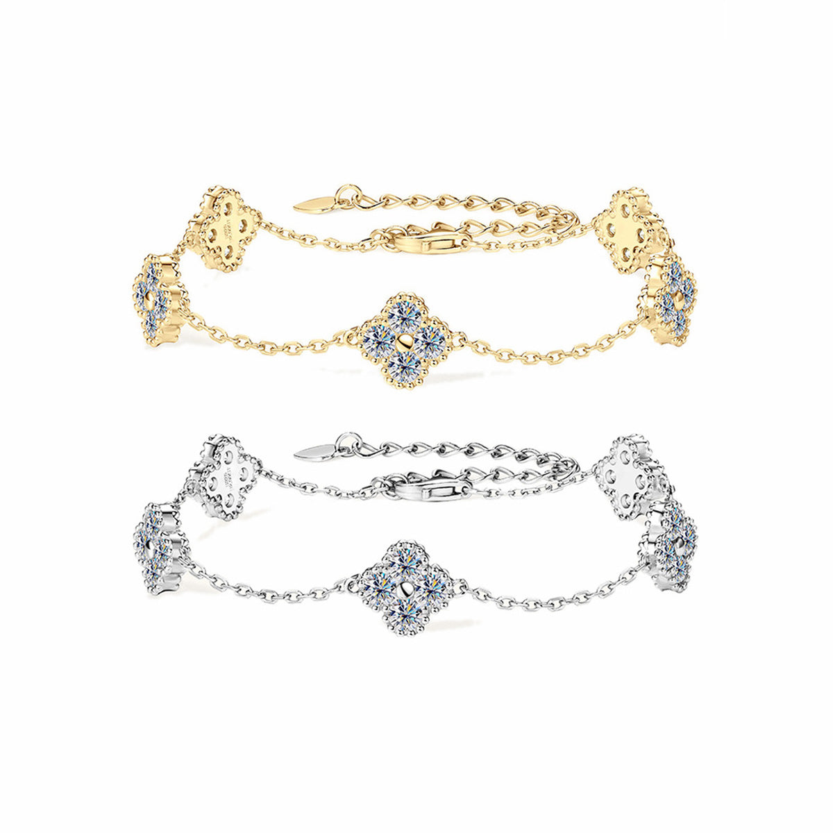 Elegant Four-Leaf Clover Moissanite Bracelet - S925 Sterling Silver Niche Design Fine Jewelry