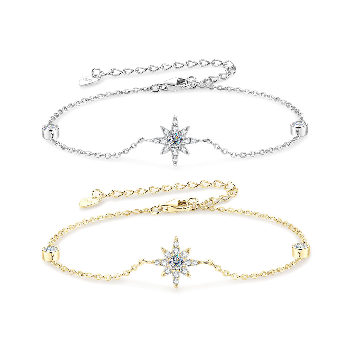 Elegant Eight-Pointed Star Moissanite Bracelet