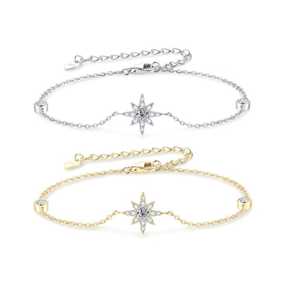 Elegant Eight-Pointed Star Moissanite Bracelet