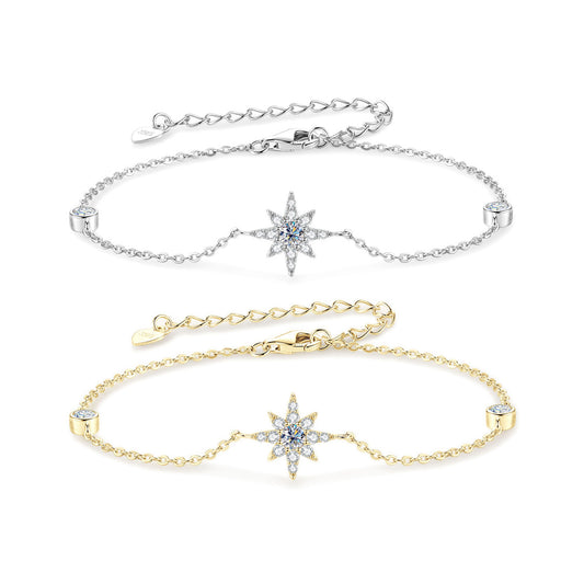 Elegant Eight-Pointed Star Moissanite Bracelet