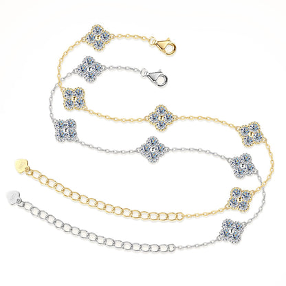 Elegant Four-Leaf Clover Moissanite Bracelet - S925 Sterling Silver Niche Design Fine Jewelry