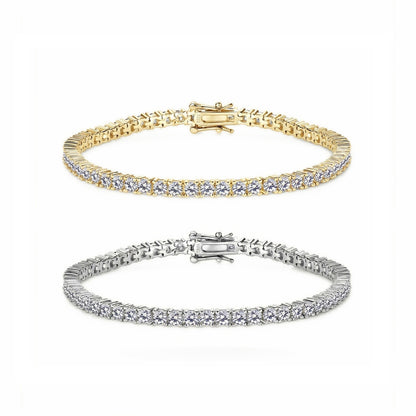 Minimalist Moissanite Station Tennis Chain Bracelet - S925 Sterling Silver Fine Jewelry