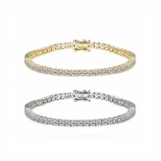 Minimalist Moissanite Station Tennis Chain Bracelet - S925 Sterling Silver Fine Jewelry