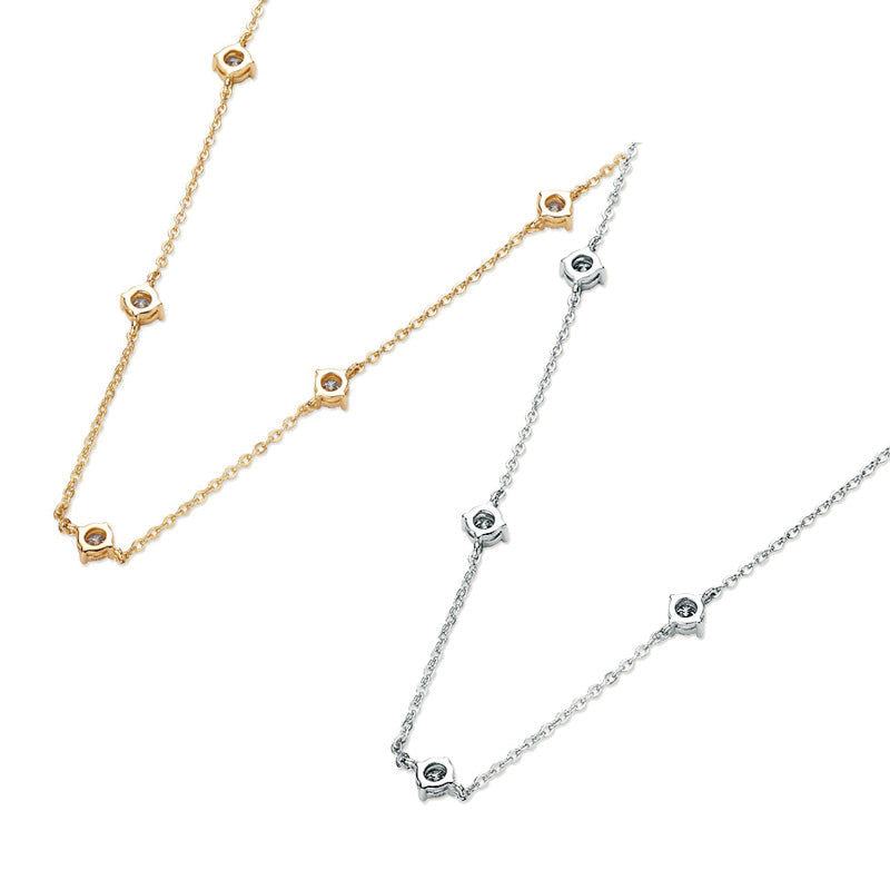AMOUVA Station Moissanite Necklace in Sterling Silver