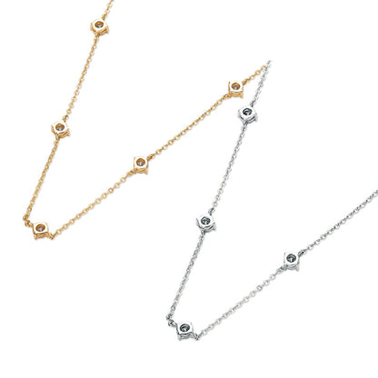 AMOUVA Station Moissanite Necklace in Sterling Silver