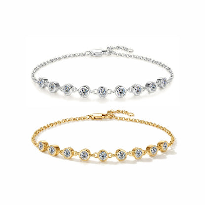Elegant Bezel-Set Moissanite Station Bracelet - S925 Sterling Silver Quiet Luxury Fine Jewelry